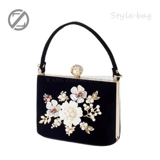 (ORDER) Clutch nhung đính hoa
