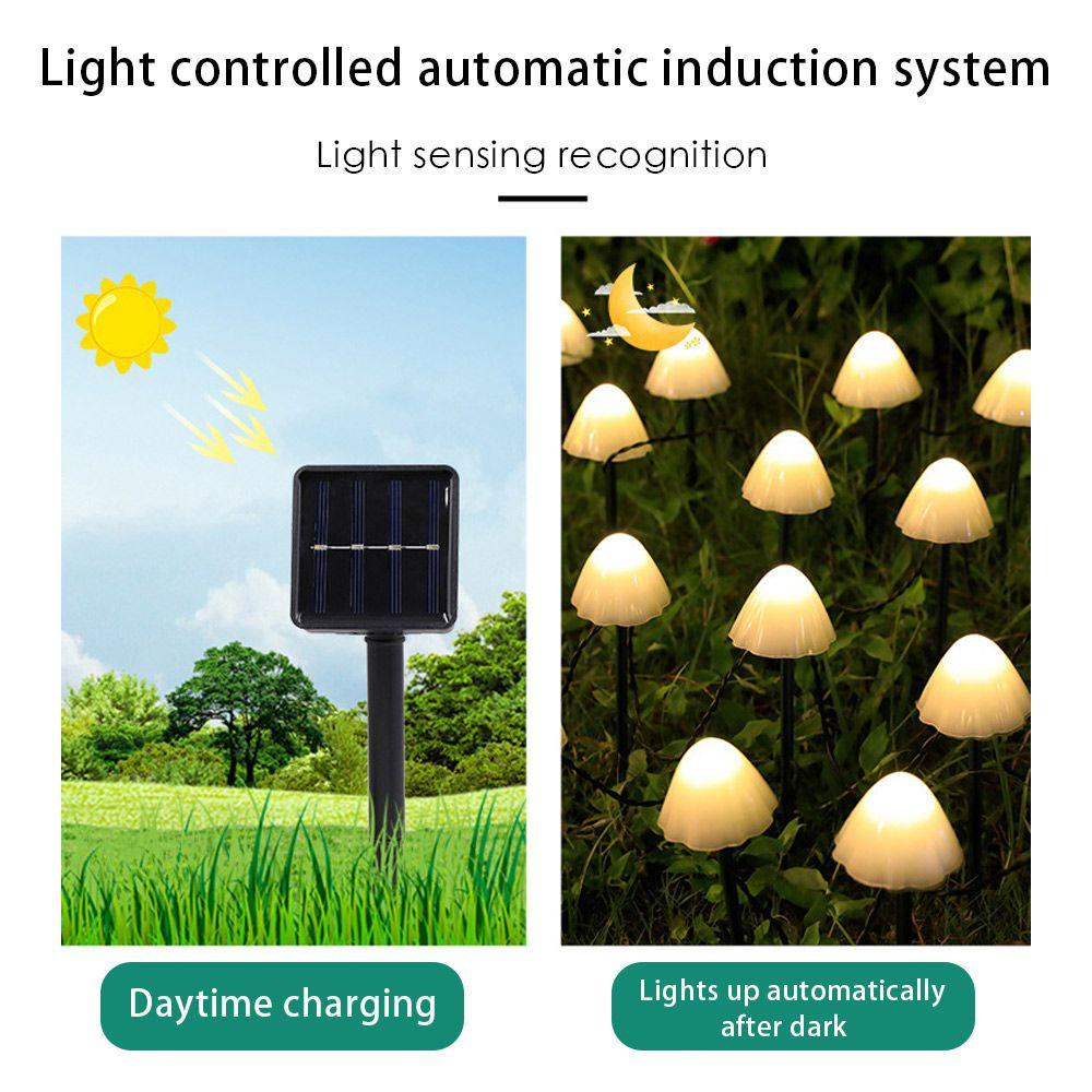 GOGOUP Đèn LED Năng Lượng Mặt Trời Hình Nấm Trang Trí Sân Vườn