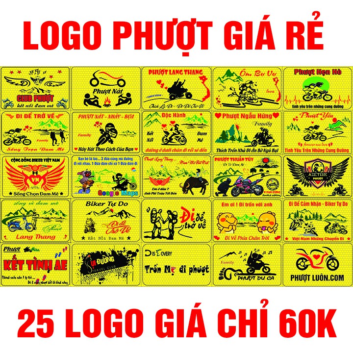 siêu combo 25 logo tem phượt phản quang