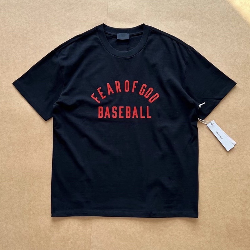 Áo thun Fear Of God FOG 7TH Collection Baseball màu đen chất liệu vải cotton cao cấp, Áo tee FOG Baseball unisex oversiz