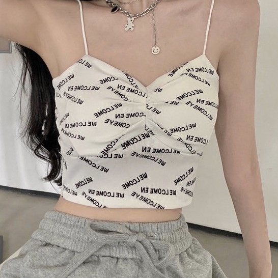 Áo Hai Dây Mỏng Mùa Hè Xếp Ly Không Gọng Thép Cho Nữ