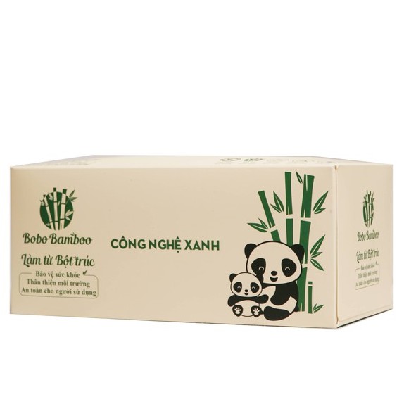 (Hàng Mới) 02 Hộp Giấy Gấu Trúc BOBO BAMBOO Cao Cấp 180 tờ Siêu Dai