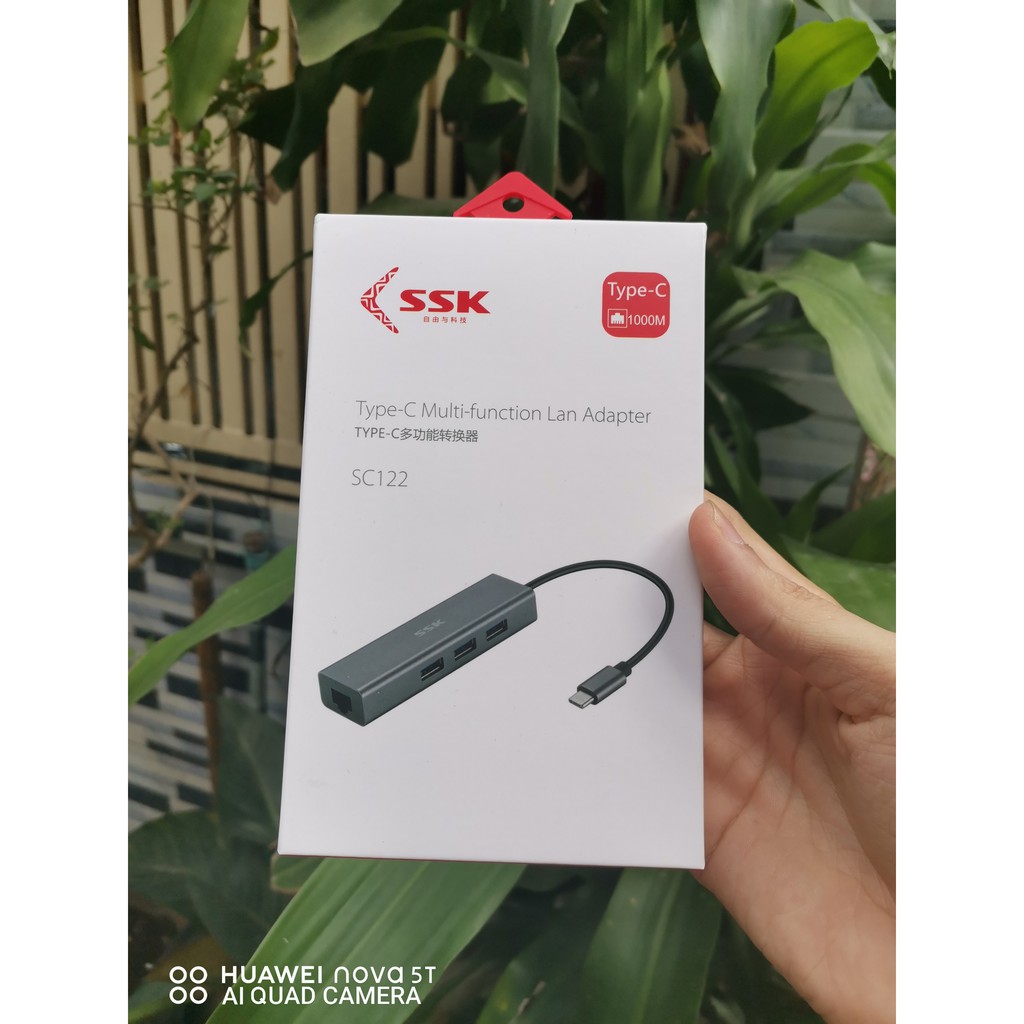 HUB type-c – ra 3 usb và 1 cổng mạng (1GB) – SC122 cao cấp tặng túi bảo vệ