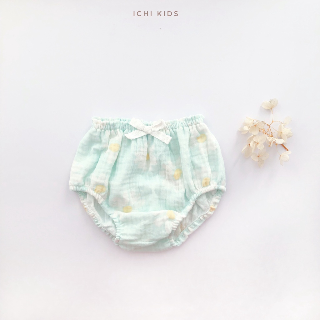 Quần bí cho bé gái sơ sinh đến 3 tuổi vải xô muslin