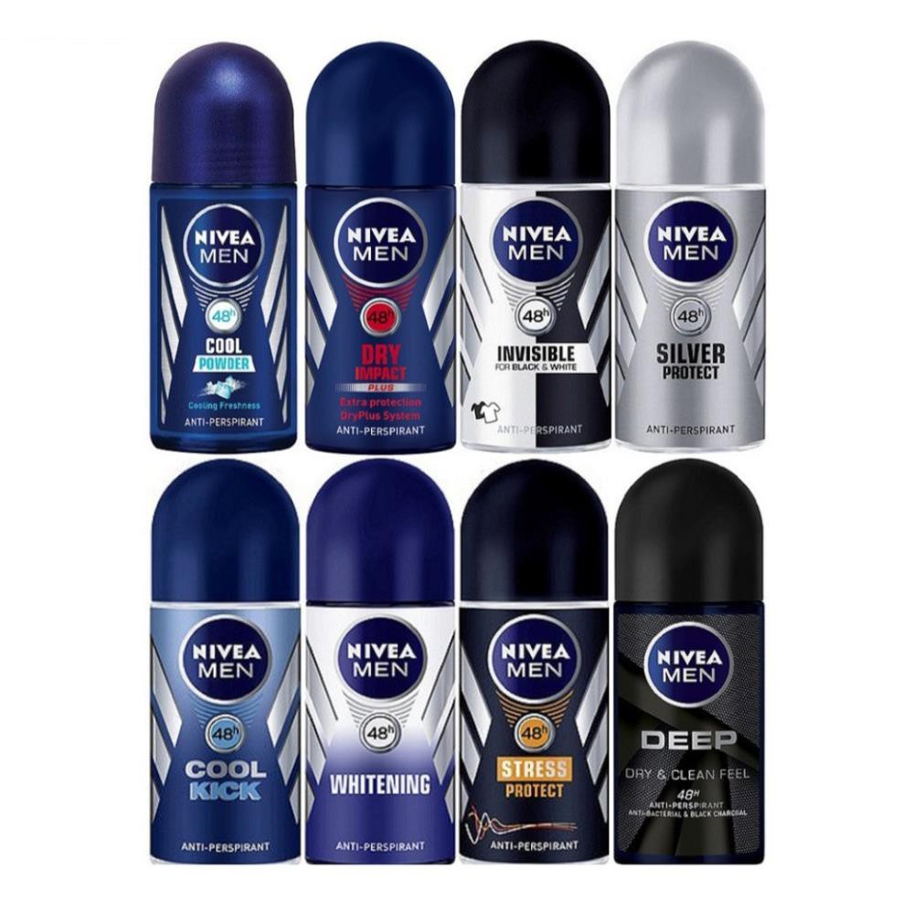 Lăn khử mùi nam Nivea men 50ml Deep | Black & White | Dry Impact | Silver protect | Amazon | Espresso