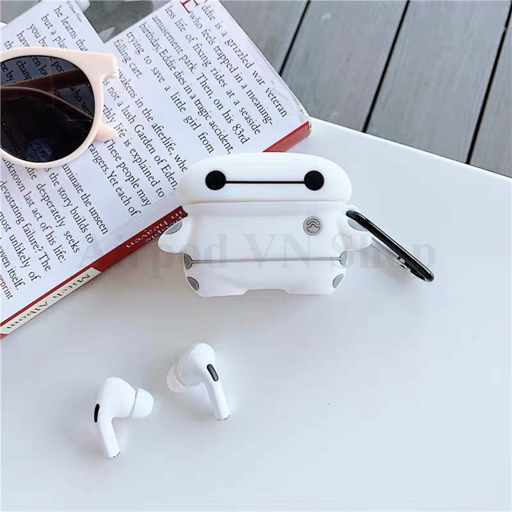 Ốp Airpods 1/2, Airpods Pro silicon 3D Big hero 6 Baymax cao cấp