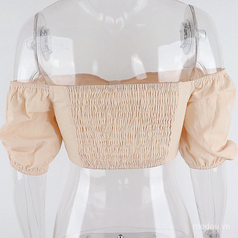 Áo kiểu trễ vai tay ngắn hở lưng thiết kế thời trang quyến rũ dành cho nữ | BigBuy360 - bigbuy360.vn