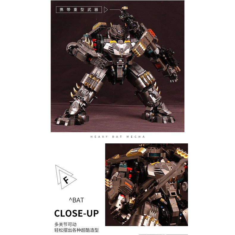 Đồ chơi giáo dục Lắp ráp Mô hình xếp hìnhMOC 19008 Heavy Bat Mecha Robot