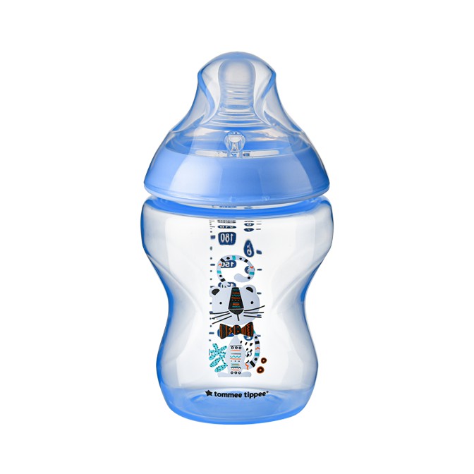 Bình sữa ty siêu mềm tự nhiên Tommee Tippee Closer to Nature 260ml, núm ty đi kèm 3-6 tháng – Xanh dương