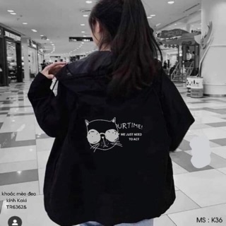 Áo khoác kaki mèo đeo kính -TR