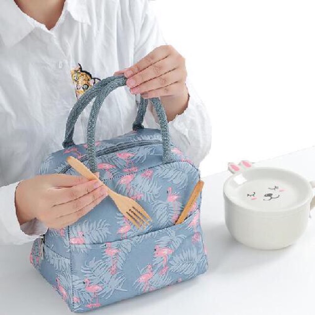 Túi Giữ Nhiệt Đựng Hộp Cơm Chống Nước xanh hạt