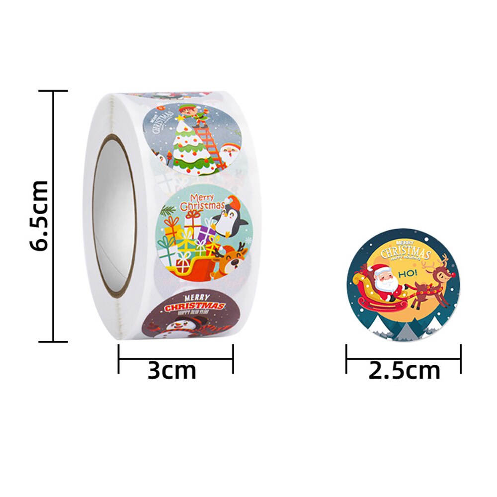 Cuộn 500 hình dán trang trí Giáng sinh 2.5cm