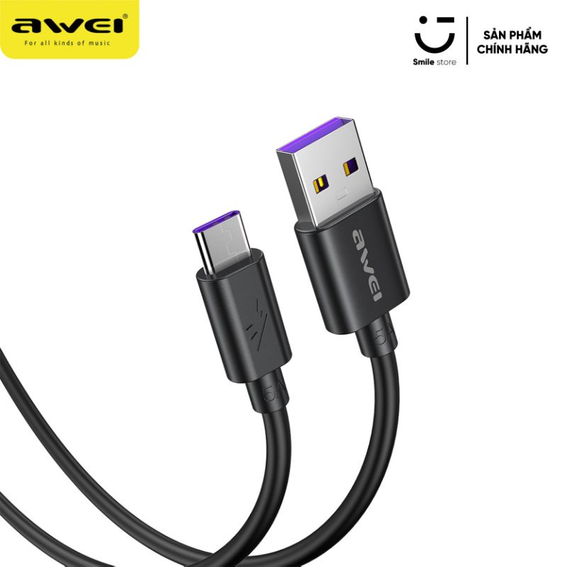 Dây Cáp Sạc Nhanh Type C AWEI CL-110T 5A Cho Xiaomi / Samsung / Oppo / Vsmart / Realme Và Thiết Bị Android Khác