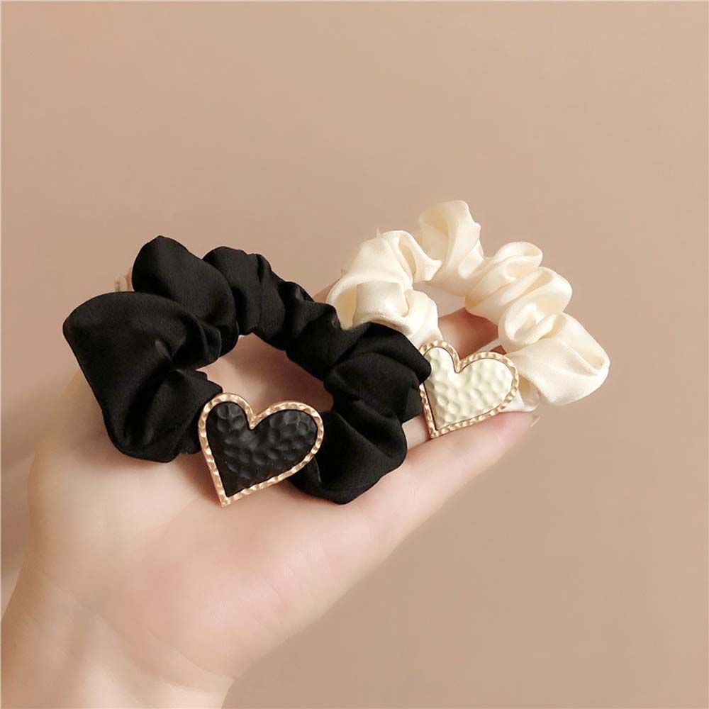 Dây Buộc Tóc Co Giãn Họa Tiết Trái Tim Phong Cách Hàn Quốc Thời Trang Cho Nữ