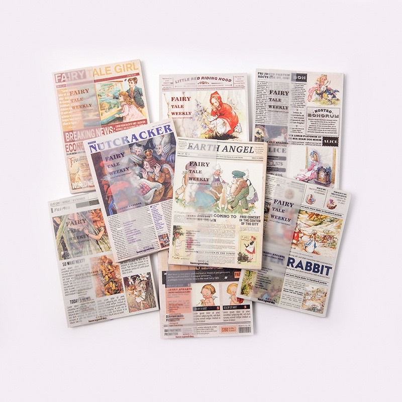 Set 60 Tờ Giấy Báo Chữ Phong Cách Vintage Cổ Điển Trang Trí Bullet Journal Mẫu Mới 2022