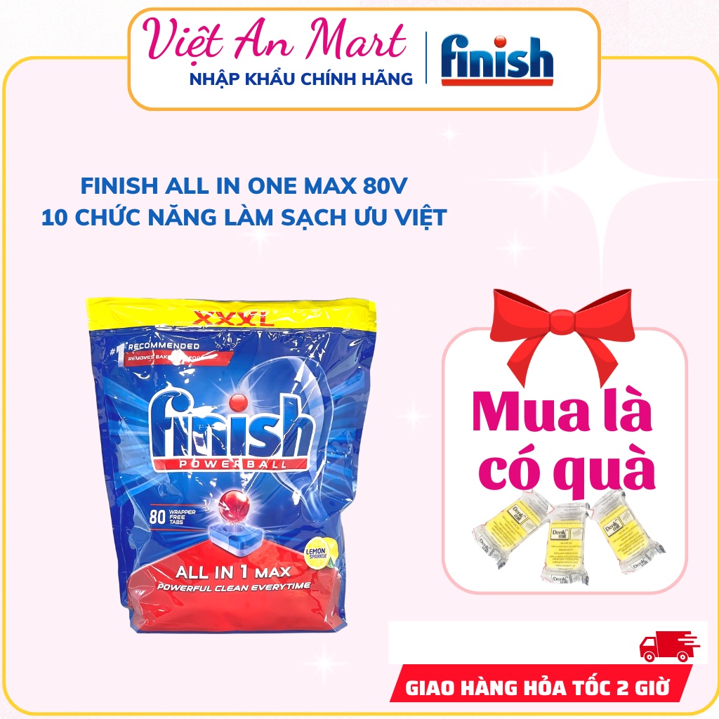 Viên rửa bát Finish All in one max (3in1 max) Nhập khẩu Đức (all in 1)