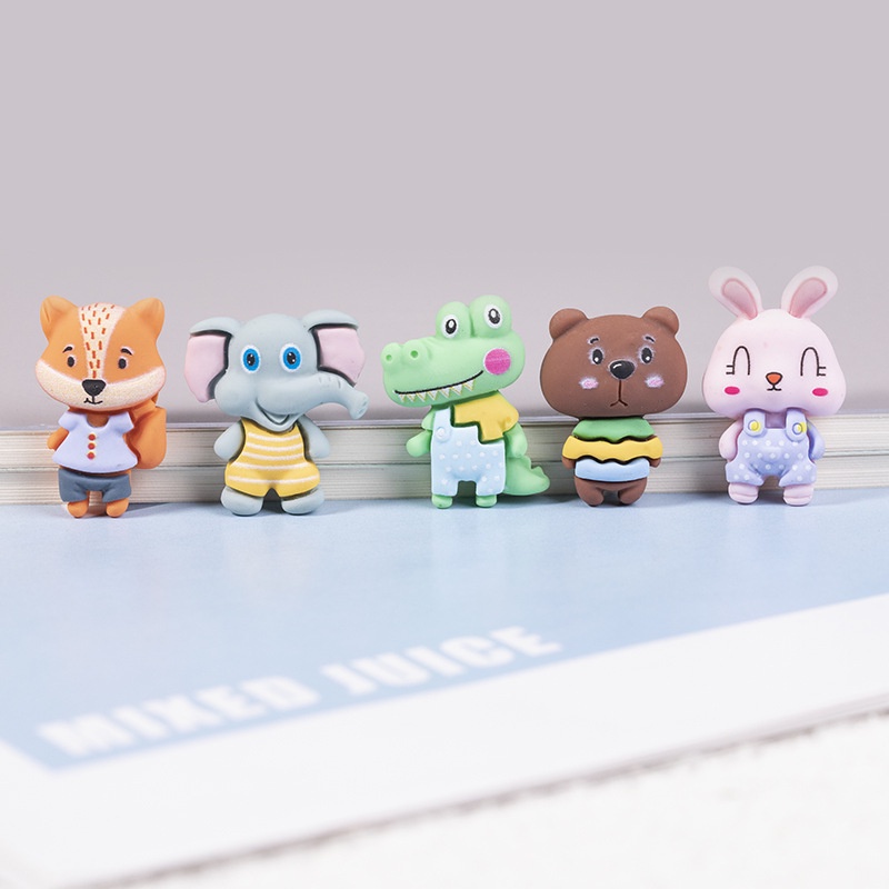 Set 10 phụ kiện resin dán trang trí điện thoại hình động vật dễ thương