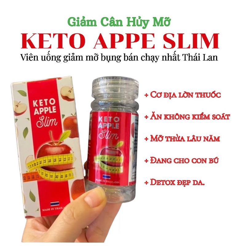 Giảm cân Keto Apple Slim Thảo Mộc Giảm Cân Thái Lan Dành riêng cho người cơ địa khó giảm và lờn thuốc