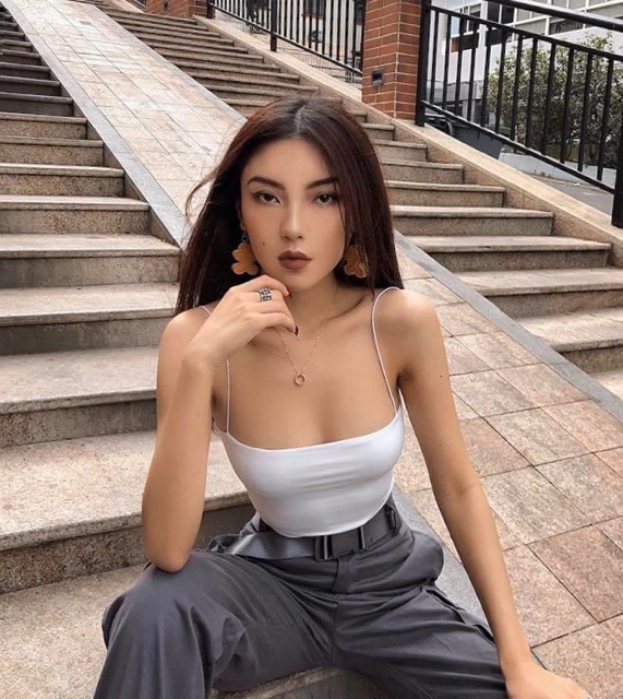 Áo hai dây croptop cotton hai lớp cao cấp hình thật m113 | BigBuy360 - bigbuy360.vn