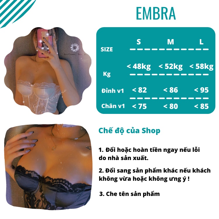 Áo bra nữ ren hoa siêu cấp có gọng dẻo áo bra sexy có dây mã EBALB06