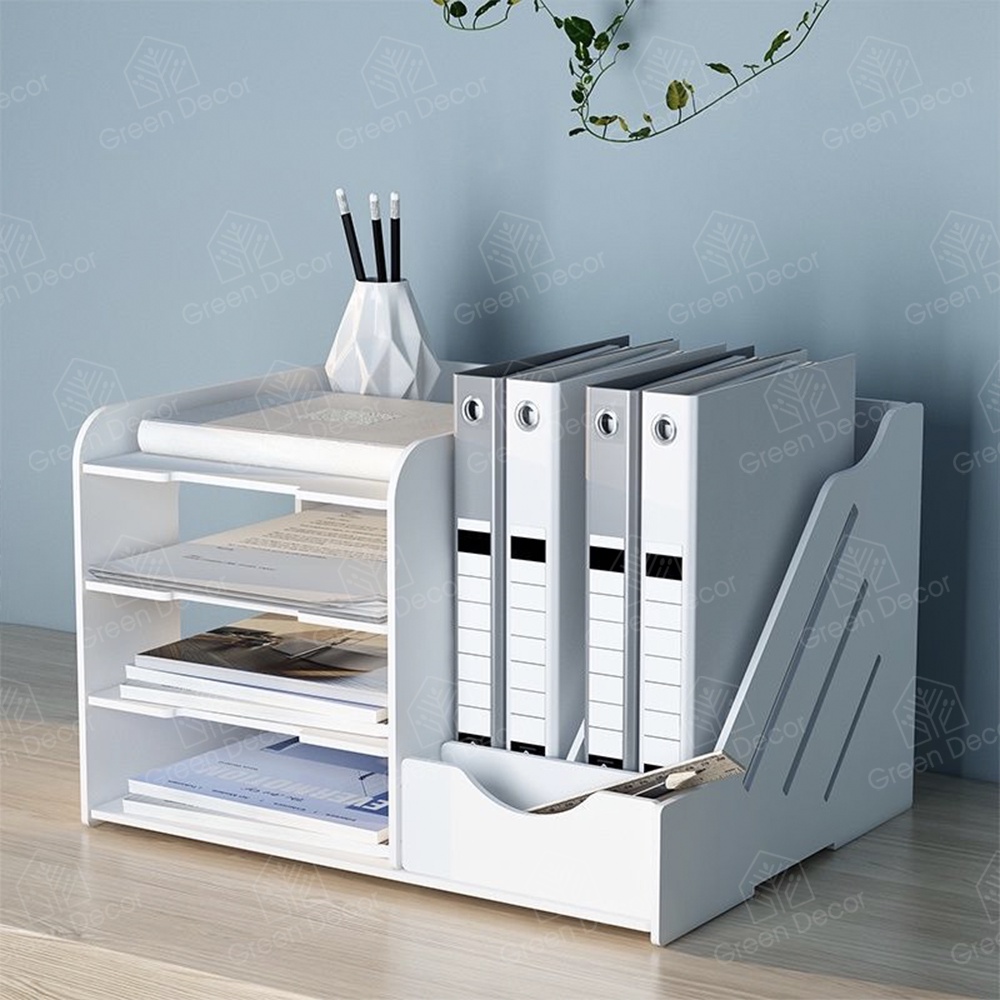 Giá để tài liệu, giá để hồ sơ cao cấp chất liệu gỗ nhựa chịu lực chống cong vênh - Green Decor