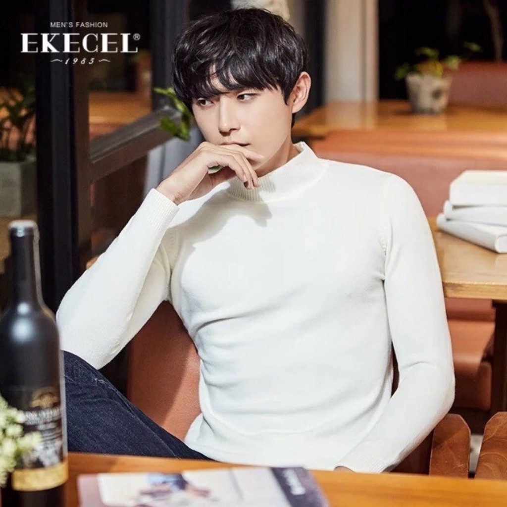 Áo len nam cao cổ màu đen ôm body thời trang chất đẹp