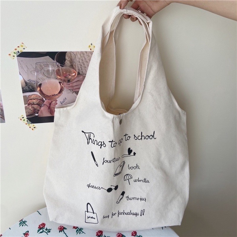 TÚI TOTE VẢI CANVAS ĐEO VAI GO TO SCHOOL