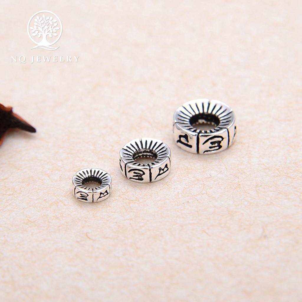 Charm bạc chặn hạt lục tự minh chú - NQ Jewelry