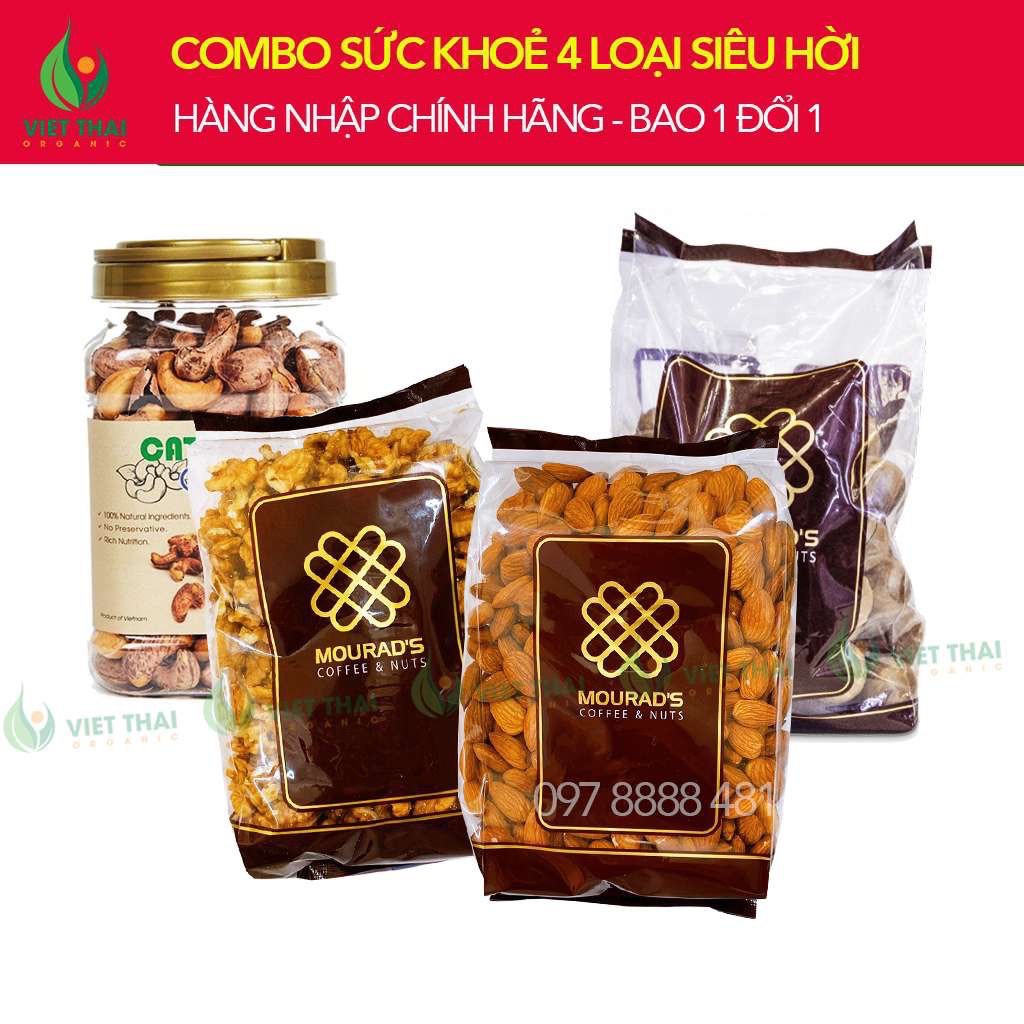 [COMBO siêu dinh dưỡng] cho sức khoẻ 4 món: Hạnh nhân Úc - Macca Úc - Óc chó Úc - Hạt điều VN