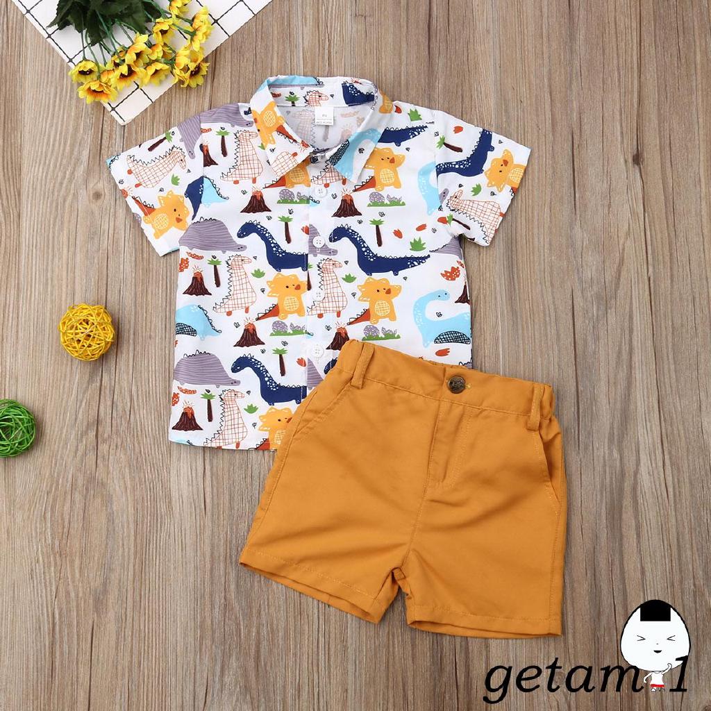 Set áo sơ mi ngắn tay + quần short cá tính cho bé trai