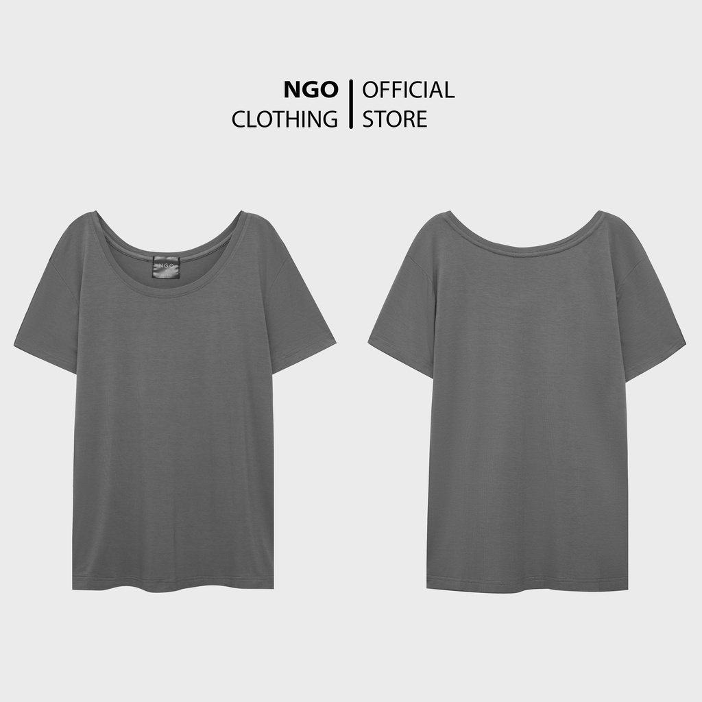 Áo Thun Rũ Cổ Rộng NGO Tee Scoop Neck XÁM Áo Phông chất liệu Cotton Silk Cao Cấp
