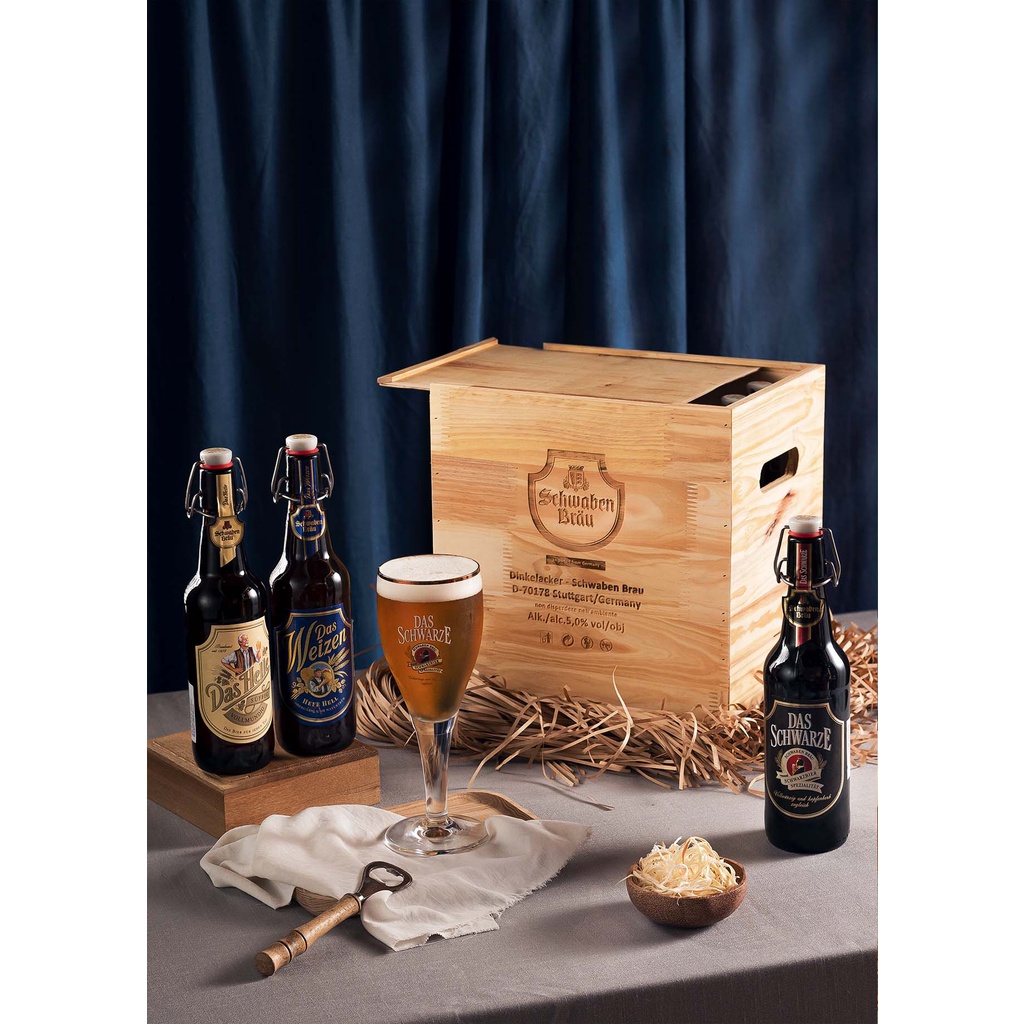 Combo bia 12 chai tiết kiệm - Tặng thùng gỗ sang trọng, trang nhã | Schwaben Brau - Abbaye D'aulne - Charleroi