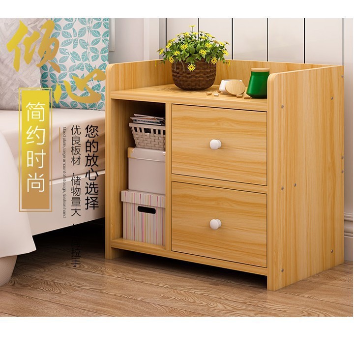 Tủ, Kệ Đầu Giường Vuông Ngăn Kéo Màu Gỗ 40 x 26 x 32.5cm
