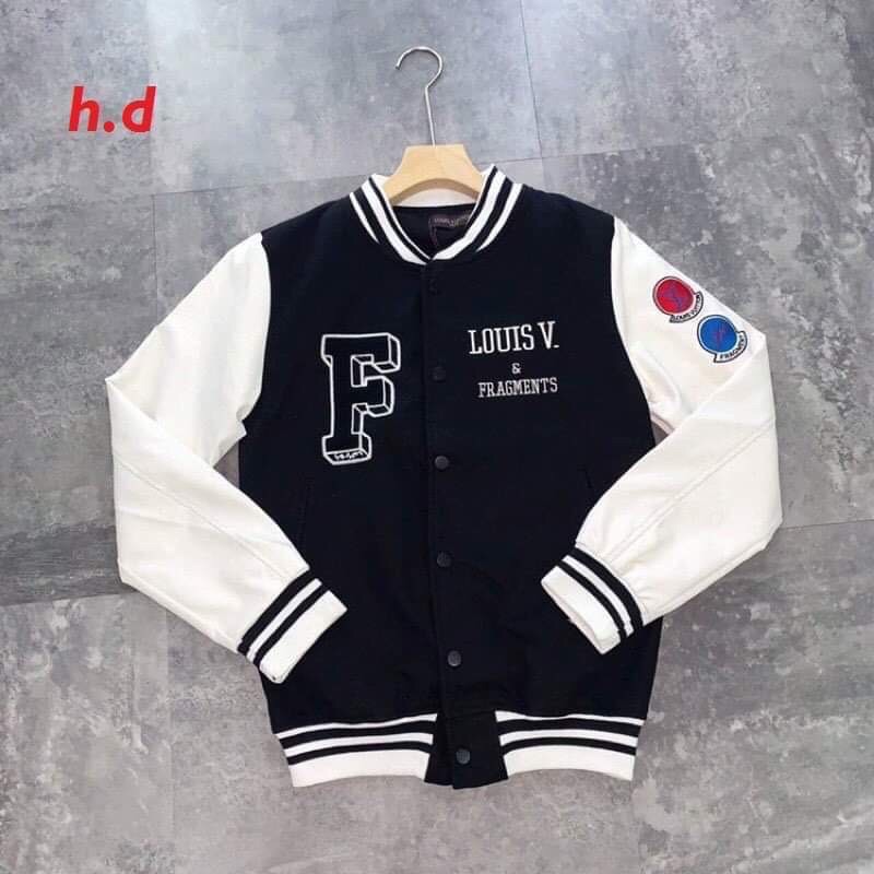 [Mã FAMARAL1 giảm 10K đơn 50K] áo khoác bomber gió dù nhẹ 1 lớp đen phối tay trắng chữ F cho nam nữ HĐ60