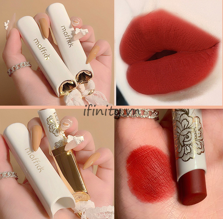 Son Maffick siêu lì với vỏ màu trắng kiểu mới xinh xắn cao cấp 2021