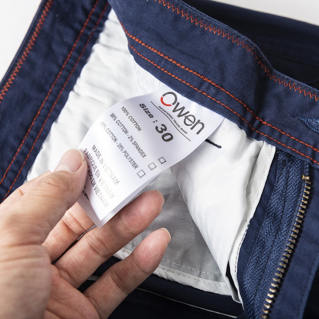 Quần kaki nam OWEN chuẩn hãng màu xanh than chất vải cotton cao cấp co giãn dáng suông trẻ trung năng động lịch sự