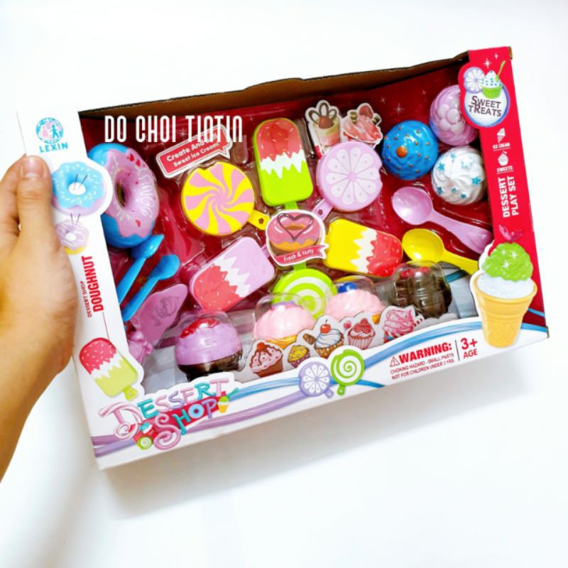 Hộp đồ chơi bánh kem, bánh donut, kem nhiều chi tiết siêu dễ thương cho bé