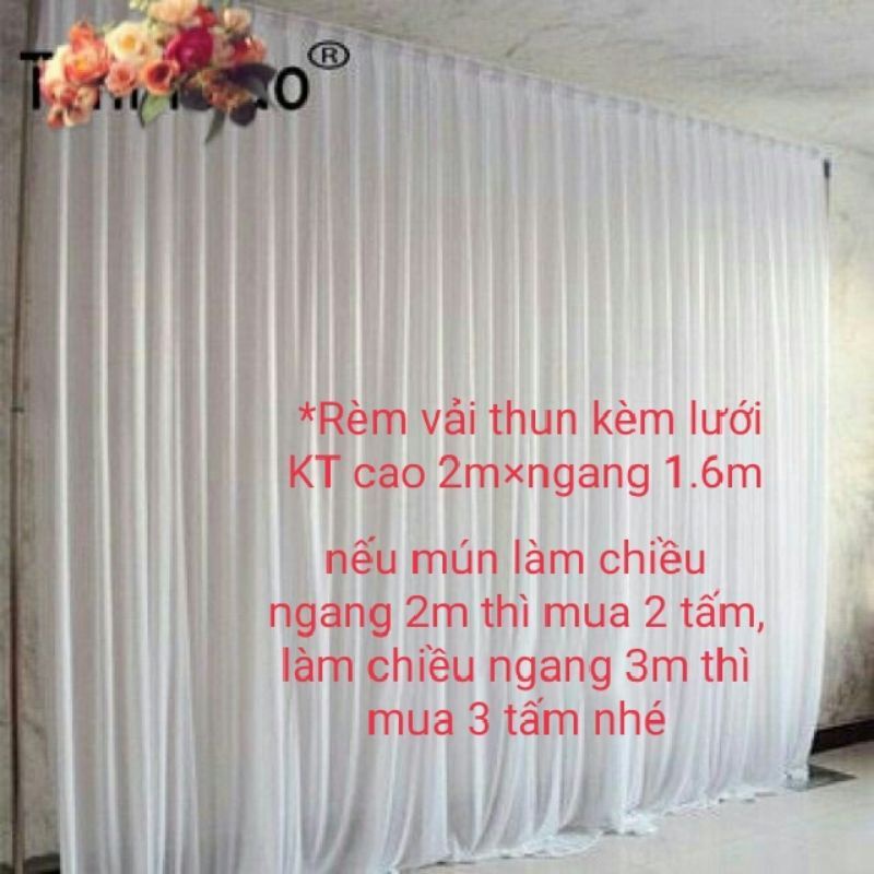 (Đã may sẵn) Rèm vải voan lưới trang trí sinh nhật, sân khấu vv...