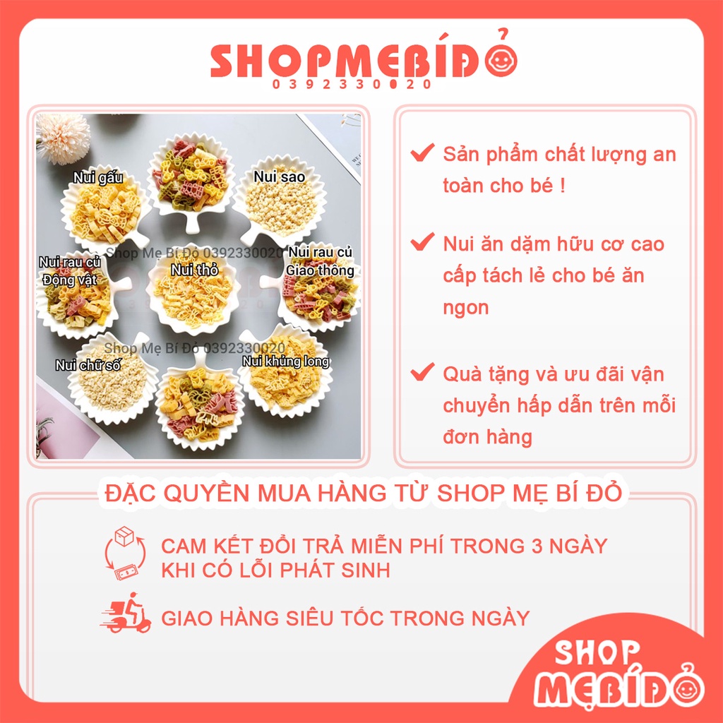 Nui Ăn Dặm Hữu Cơ Cao Cấp Tách Lẻ Cho Bé Ăn Ngon Shop Mẹ Bí Đỏ