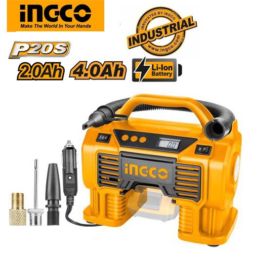 MÁY BƠM HƠI TỰ ĐỘNG DÙNG PIN INGCO 20V CACLI2002 ( không kèm pin và sạc )