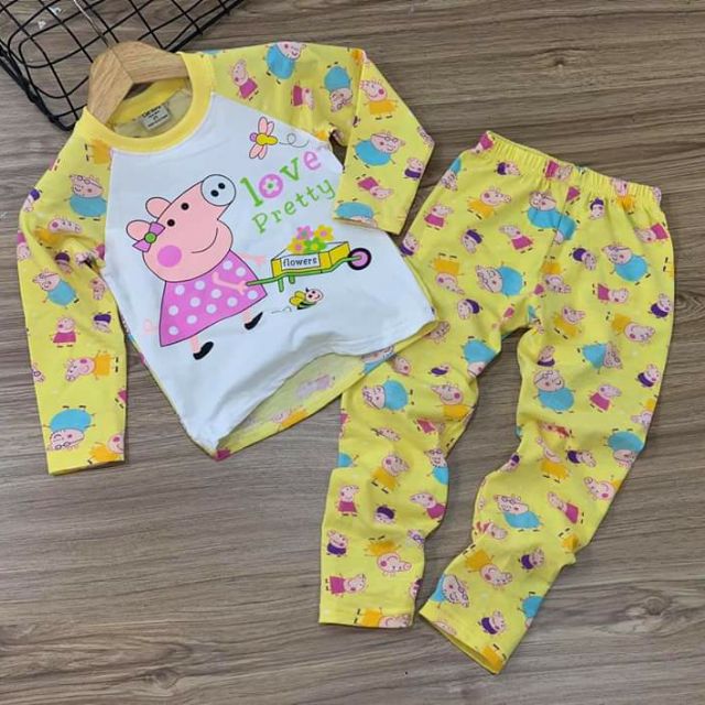 (8-22kg) Bộ dài tay cotton 4c siêu xinh cho bé gái - Đồ bộ trẻ em