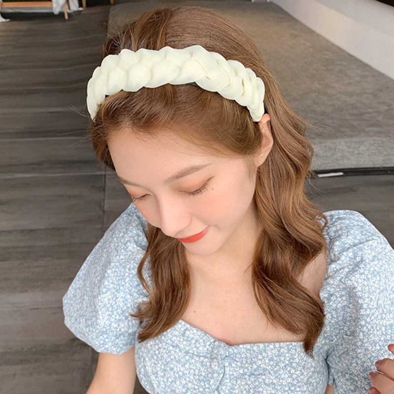 Băng Đô Đội Đầu Bằng Satin Kiểu Thắt Bím Màu Trơn Cổ Điển Dễ Phối Đồ