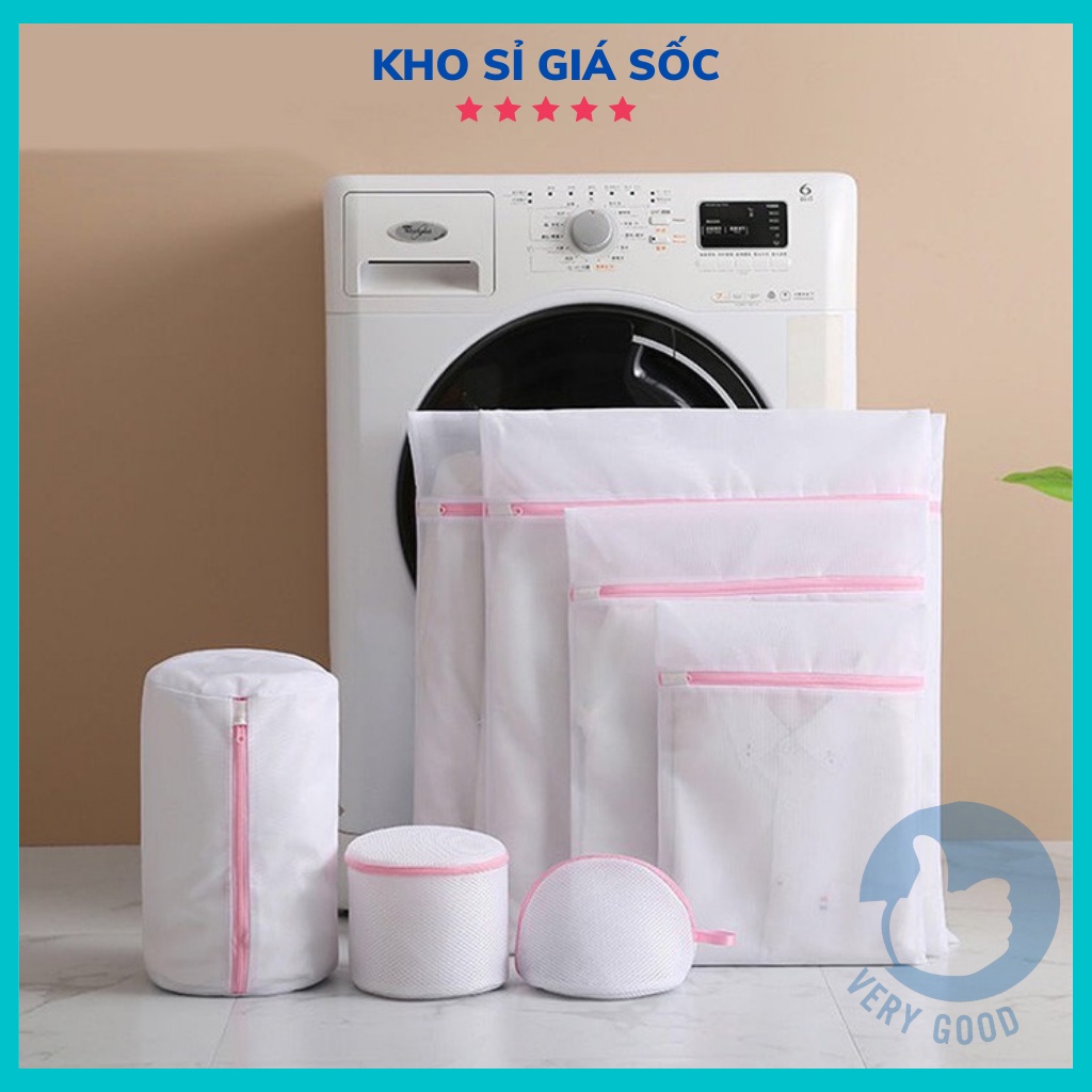 Túi giặt túi lưới giặt quần áo giặt đồ lót áo lót giày trong máy giặt nhiều cỡ to dày dặn chắc chắn có khóa