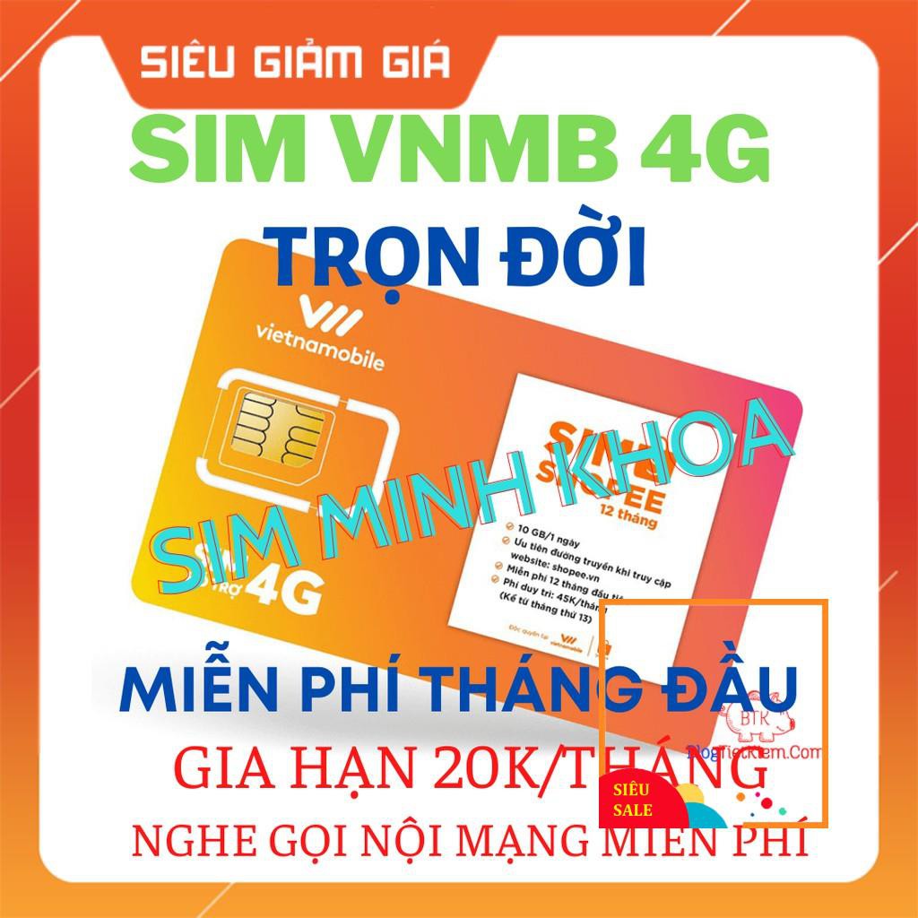 Sim 4G - Sim VietNamobile Siêu Data 4G 30Gb/ Tháng Duy trì chỉ với 20K Sim Giá Rẻ Gói Cảm Ơn