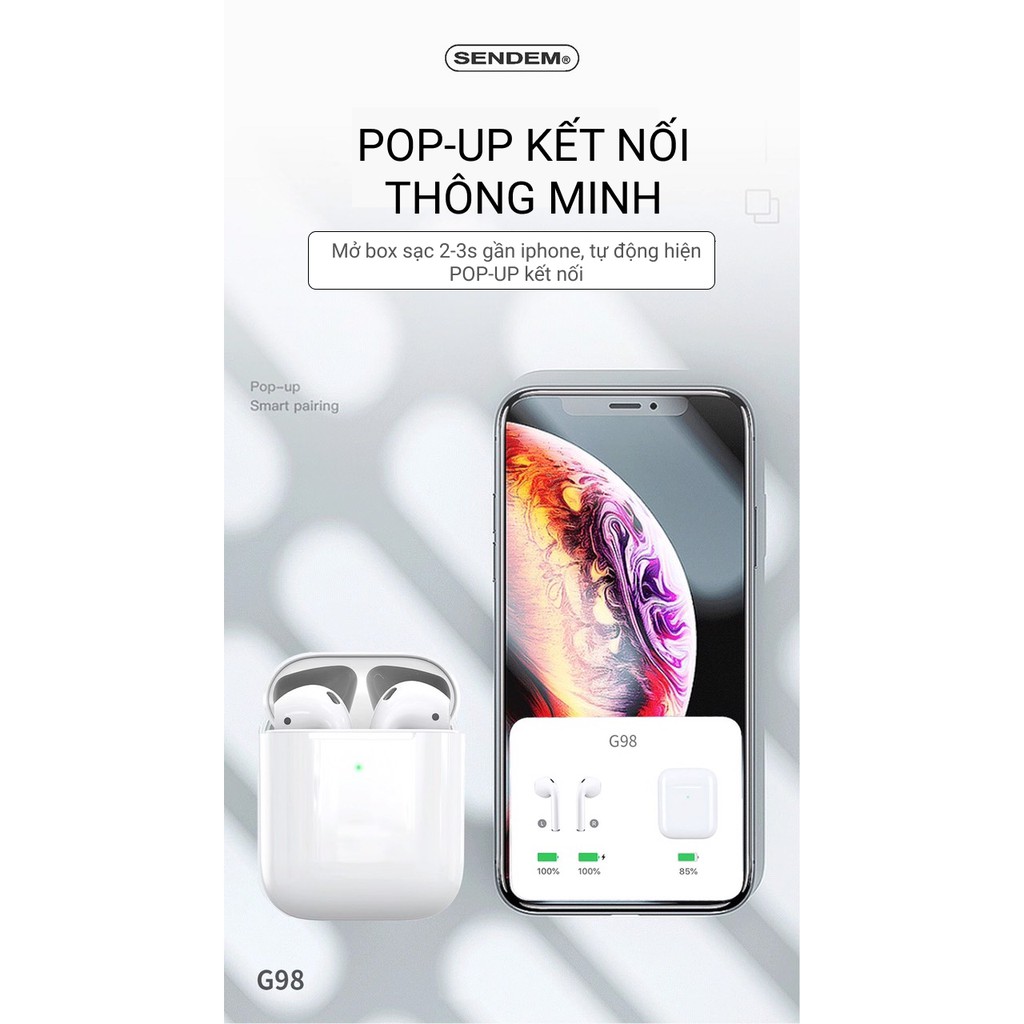 Tai nghe TWS G98, định vị đổi tên - Hàng chính hãng
