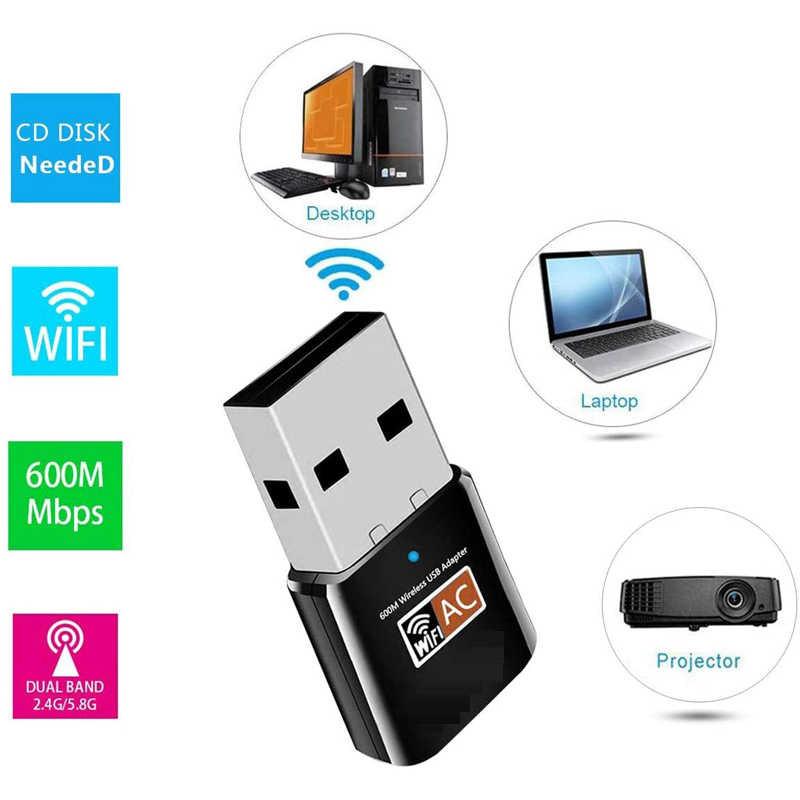 Thiết bị điều hợp wifi KCO AC3 giao diện USB 600mbps 2 kênh 2.4G/ 5G cho laptop/máy tính | BigBuy360 - bigbuy360.vn