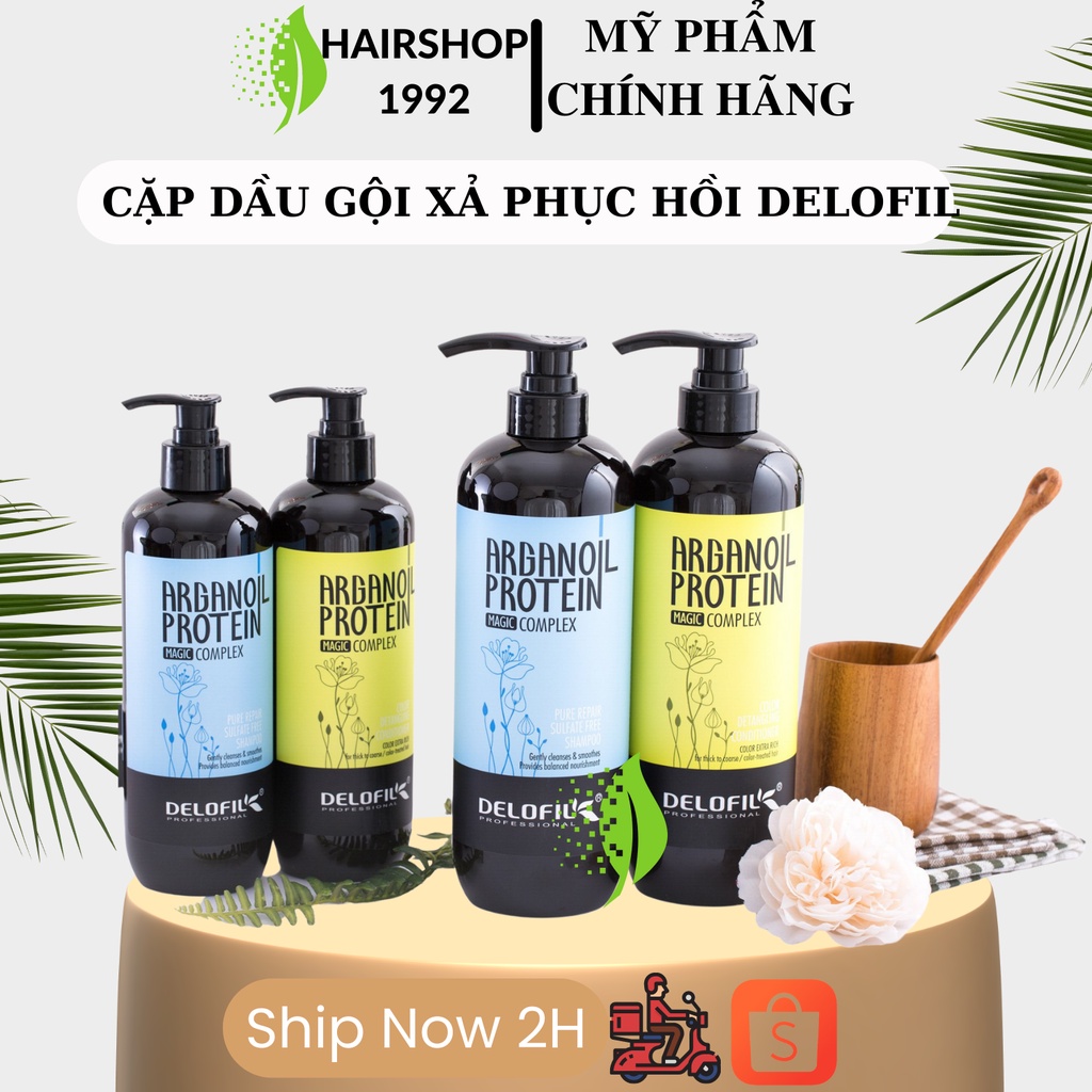 Cặp dầu gội xả DELOFIL Phục hồi tóc hư tổn tái tạo cấu trúc tóc – siêu mềm mượt | Bộ dầu gội xả DELOFIL 500ml * 2