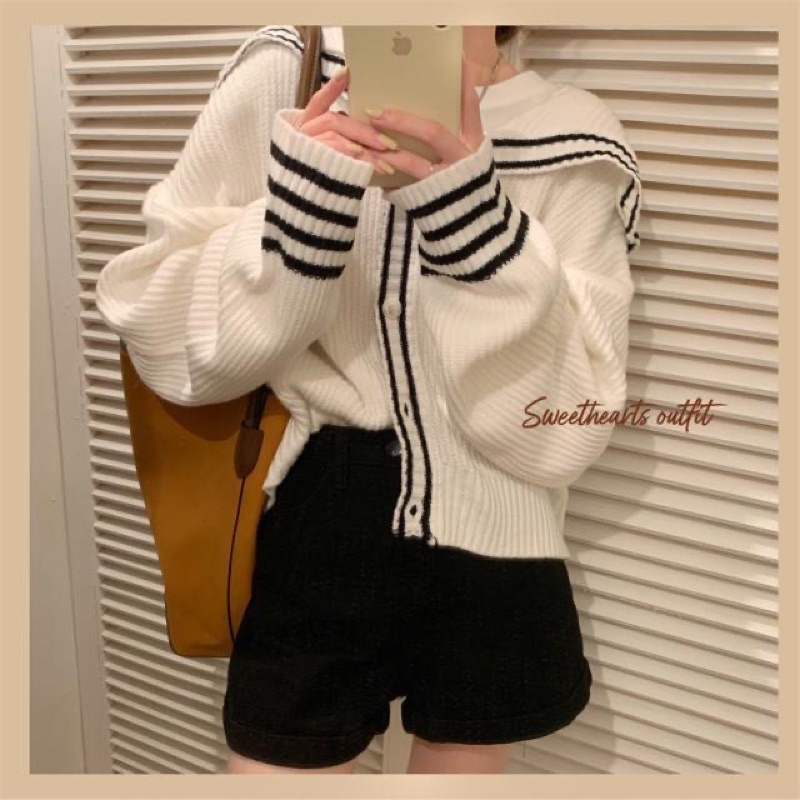 ÁO LEN CARDIGAN CỔ THUỶ THỦ