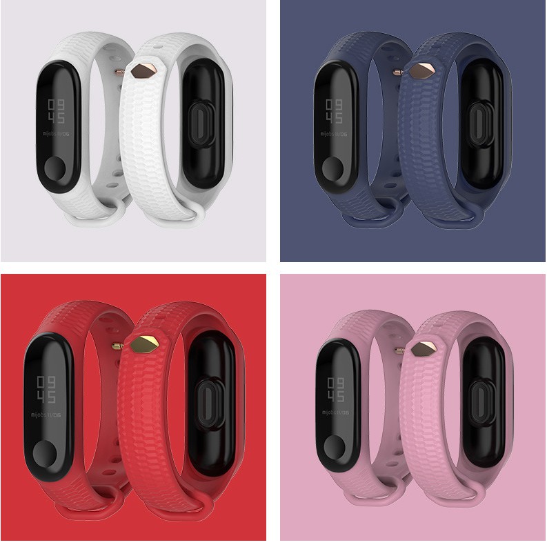 Dây đeo MIJOBS chính hãng vân sần nút gài kim loại lấp lánh cho Xiaomi Miband 3/4/5/6