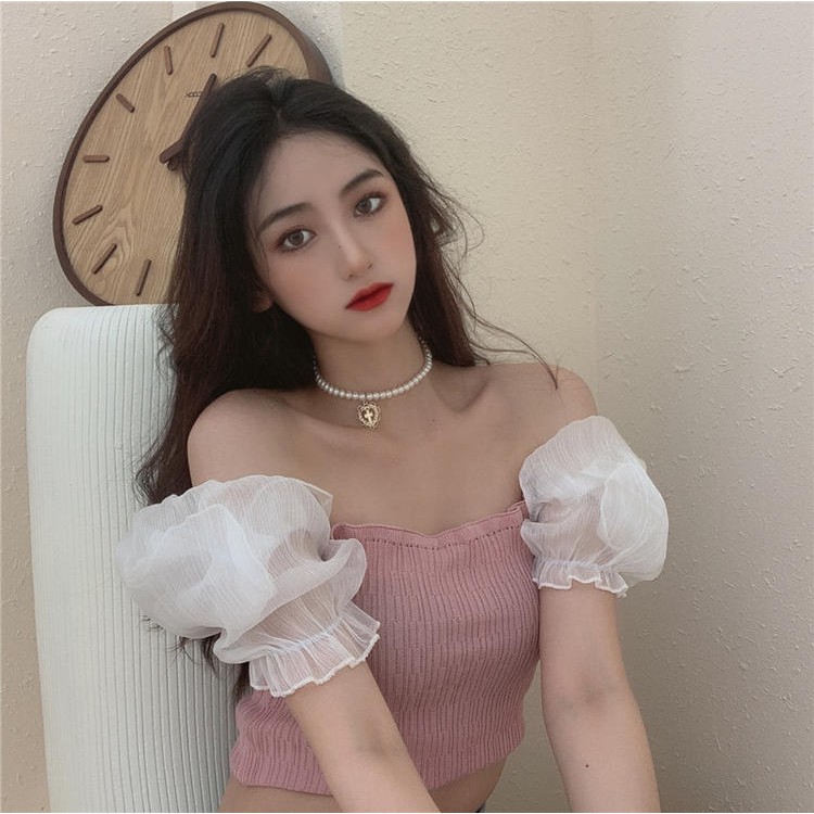 Áo croptop tay bồng xinh xắn nhẹ nhàng thiếu nữ mùa hè_áo xinh ulzzang áo kiểu
